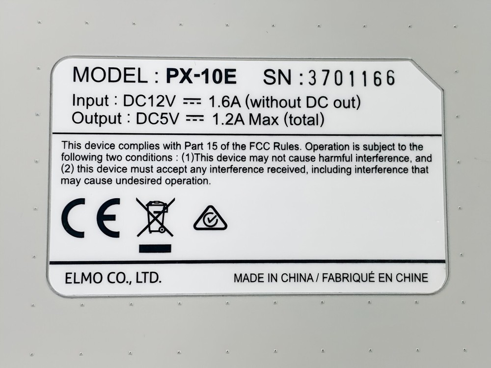 ELMO PX-10E Document Camera Visual Presenter HDMI RGB USB 3.0 w/Bundle