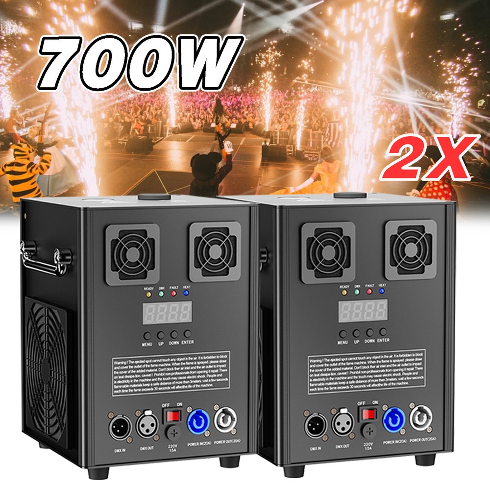 2PCS Cold Spark Machine 700W DMX Stage Firework Machine Wedding W/Flight Case US
