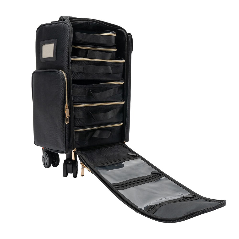 Professional Makeup Case Rolling Makeup Train Case Cosmetic Storage Organizer US