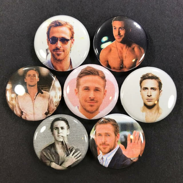 Ryan Gosling 1" Button Set (7 pins) American Actor Sexy