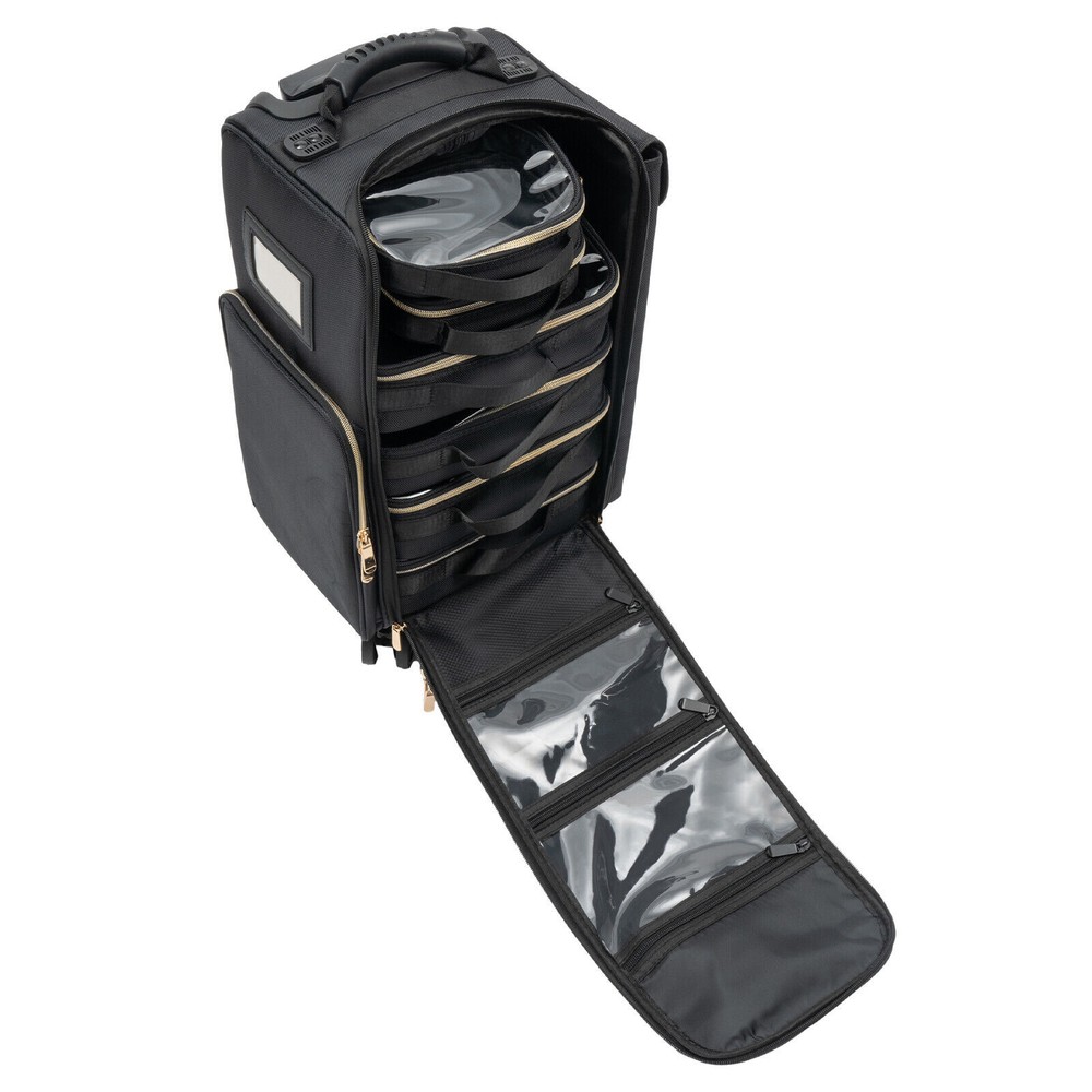 Professional Makeup Case Rolling Makeup Train Case Cosmetic Storage Organizer US