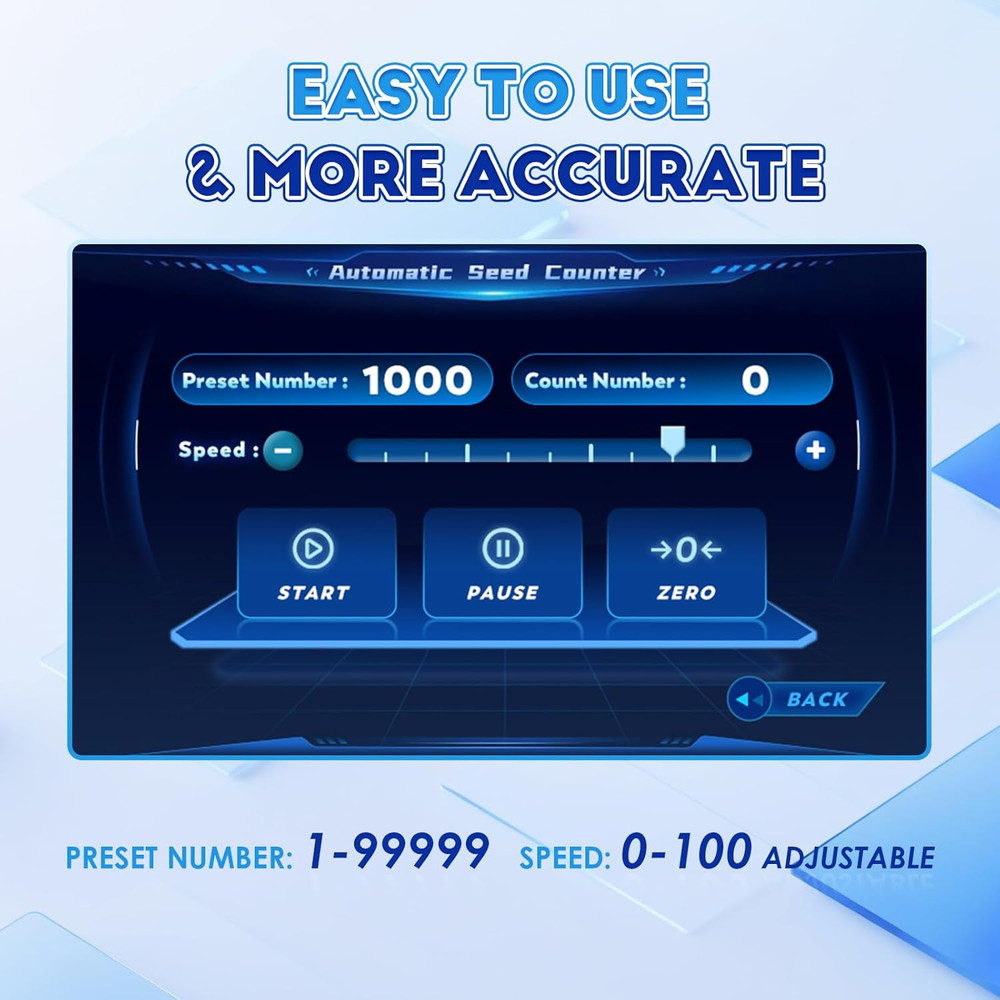 Adjustable Speed 3-Plate Touchscreen Seed Counter with Data Storage