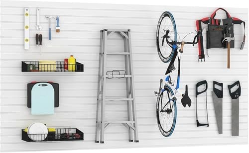 Slatwall Panel Wall Storage Systems, 4x8 ft Slat Wall Paneling Garage White