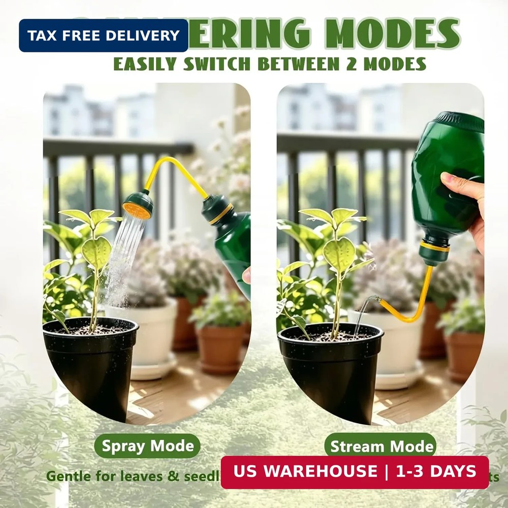 Small Watering Can, 2 in 1 Spray Head Functionality, 450ML Squeeze Garden Plant