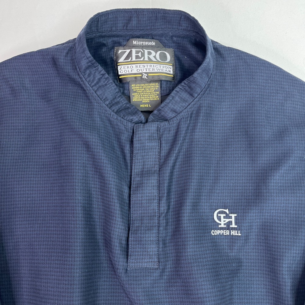 Zero Restriction Mens L Blue Golf Pullover Jacket Copper Hill Microsuede