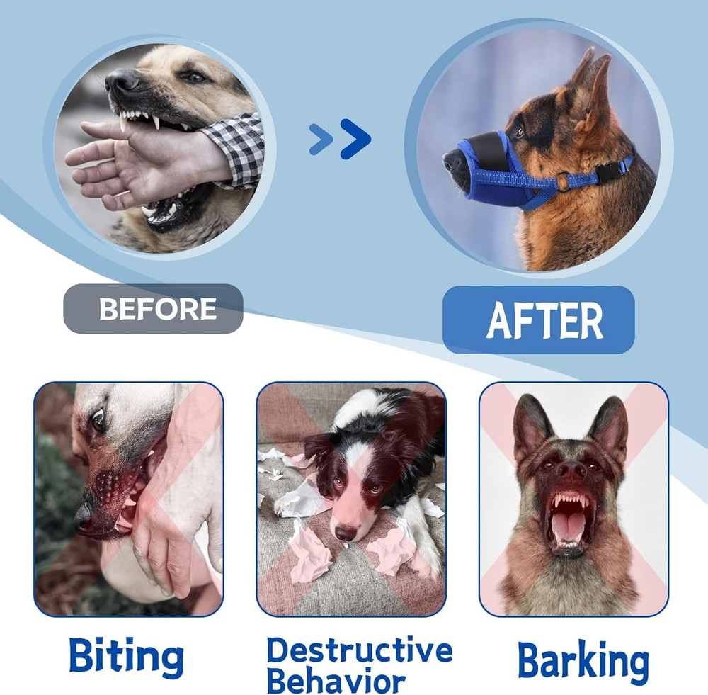 Dog Muzzle, Air Mesh Breathable Muzzle for Medium Large Sized Dogs to Anti & ...