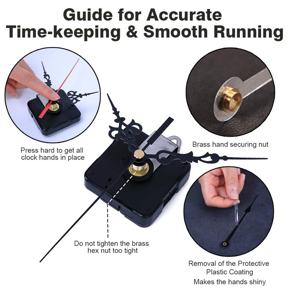 Silent Quartz Clock Movement Kit with Clock Hands for DIY Repair - 2 Pack