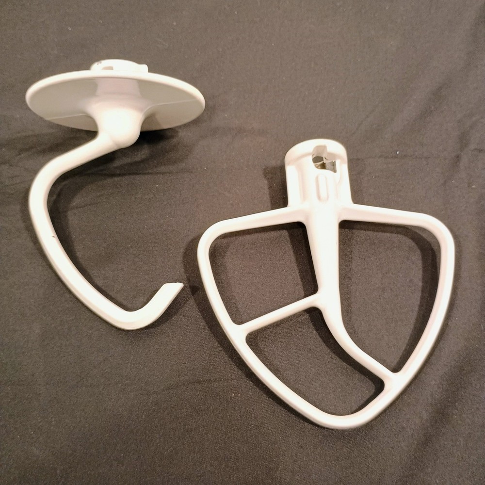 White Stand Mixer Dough Hook Flat Beater Attachment Set