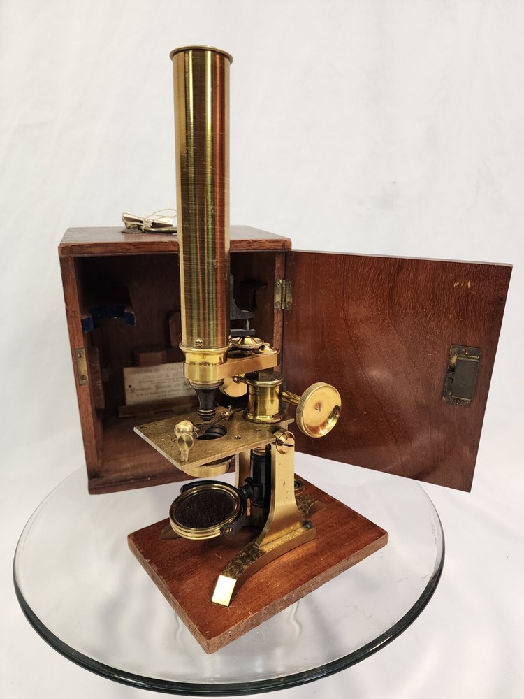 Vintage F Cox Brass Microscope