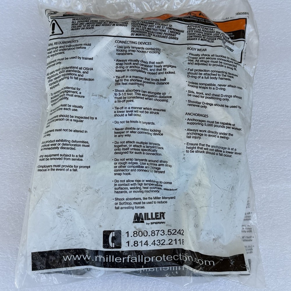 Miller 928LS/18INYL SofStop Shock Absorber Locking Snap Hook & D-ring