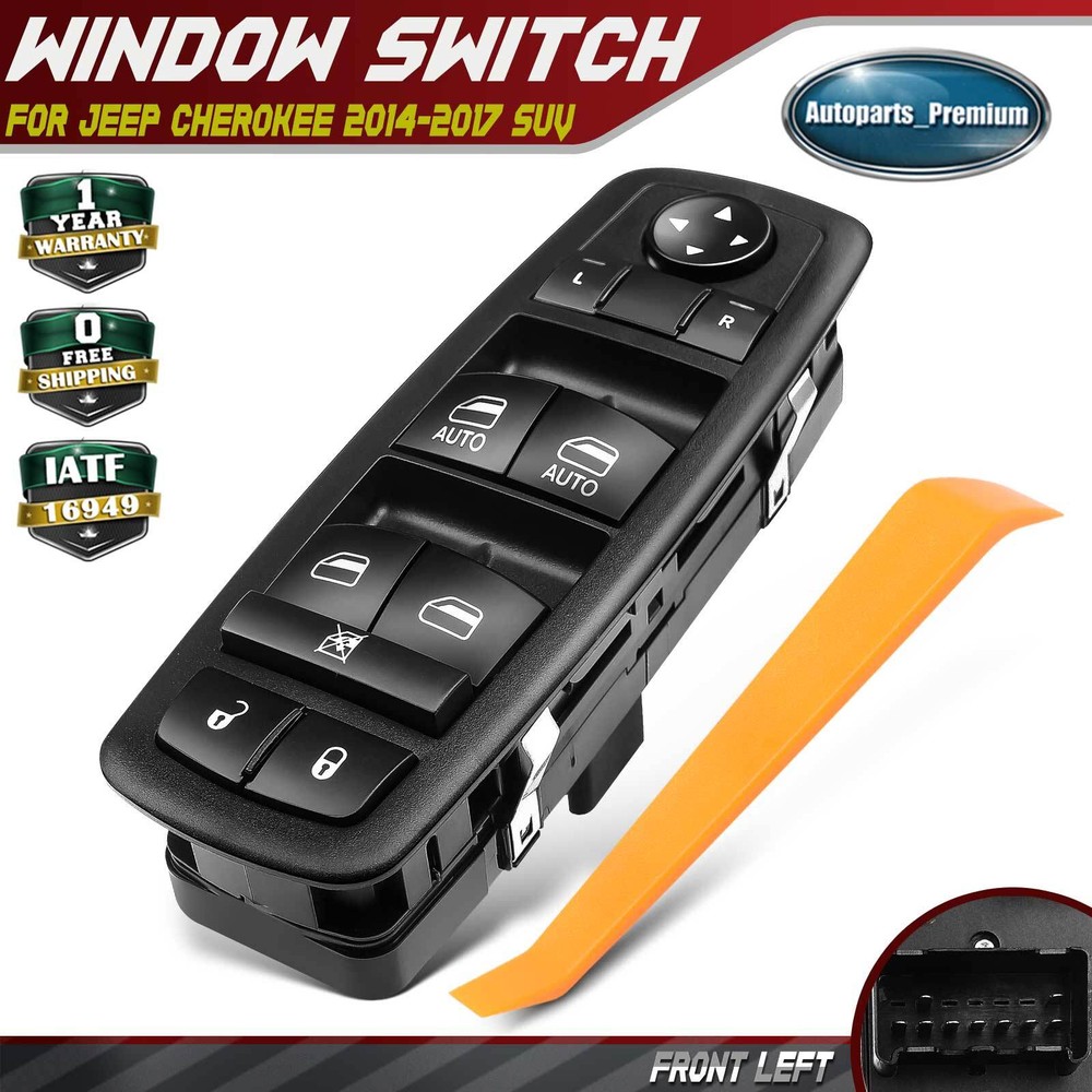 Front Left Master Main Power Window Switch 3+9 PIN for Jeep Cherokee 2014-2017
