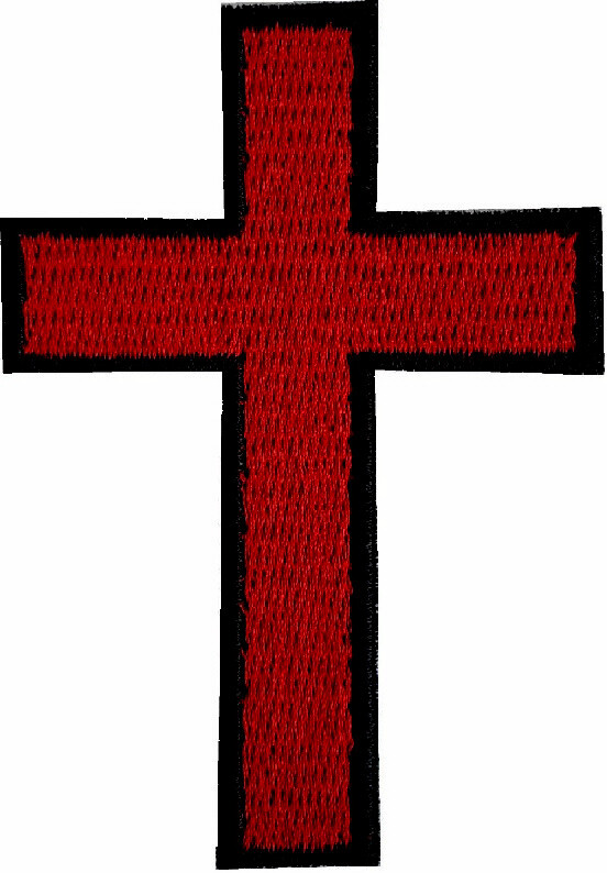 CHRISTIAN CROSS iron-on PATCH embroidered RED BLACK