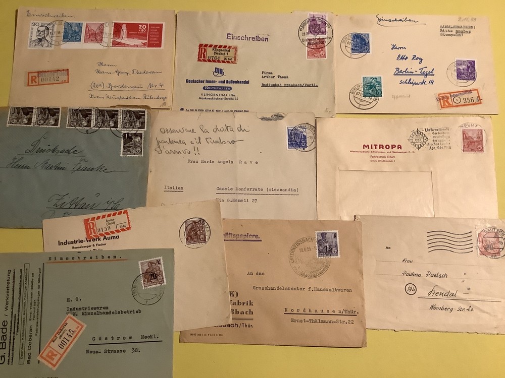 German Democratic Republic Good Five year plan 10 postal cover items Ref A563
