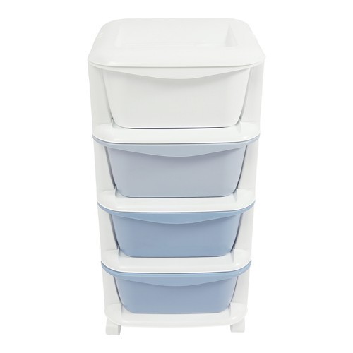 4 Tier Gradient Organizer Storage Box Blue Gradient with Wheels Pushable