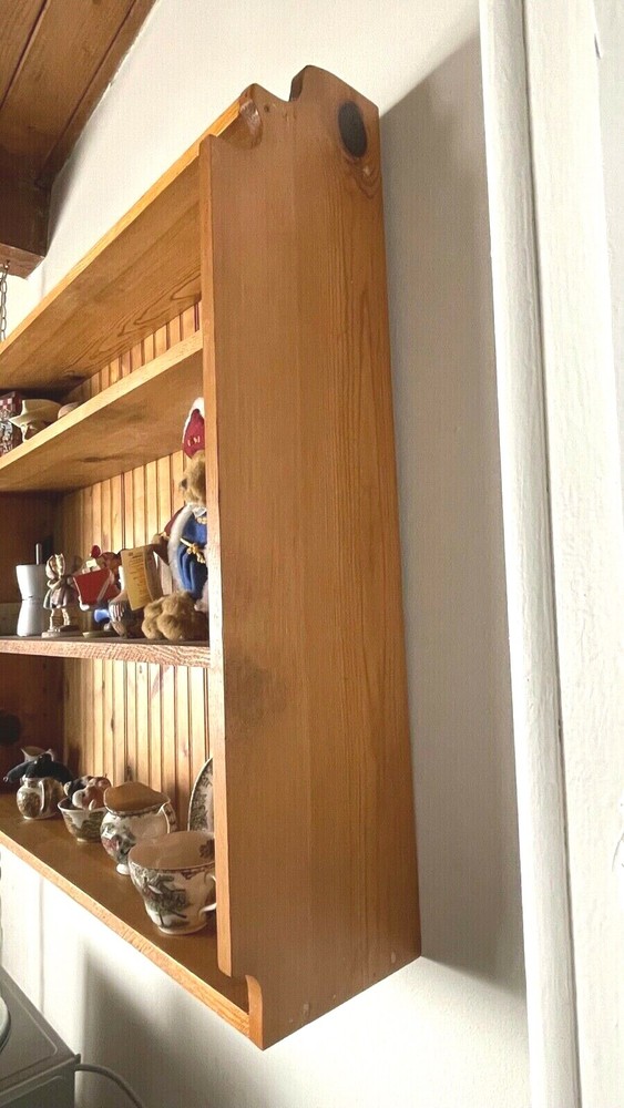 Solid Pine 2 Shelf Custom Case Circa 1980 Hang on Wall Display China, Photos...