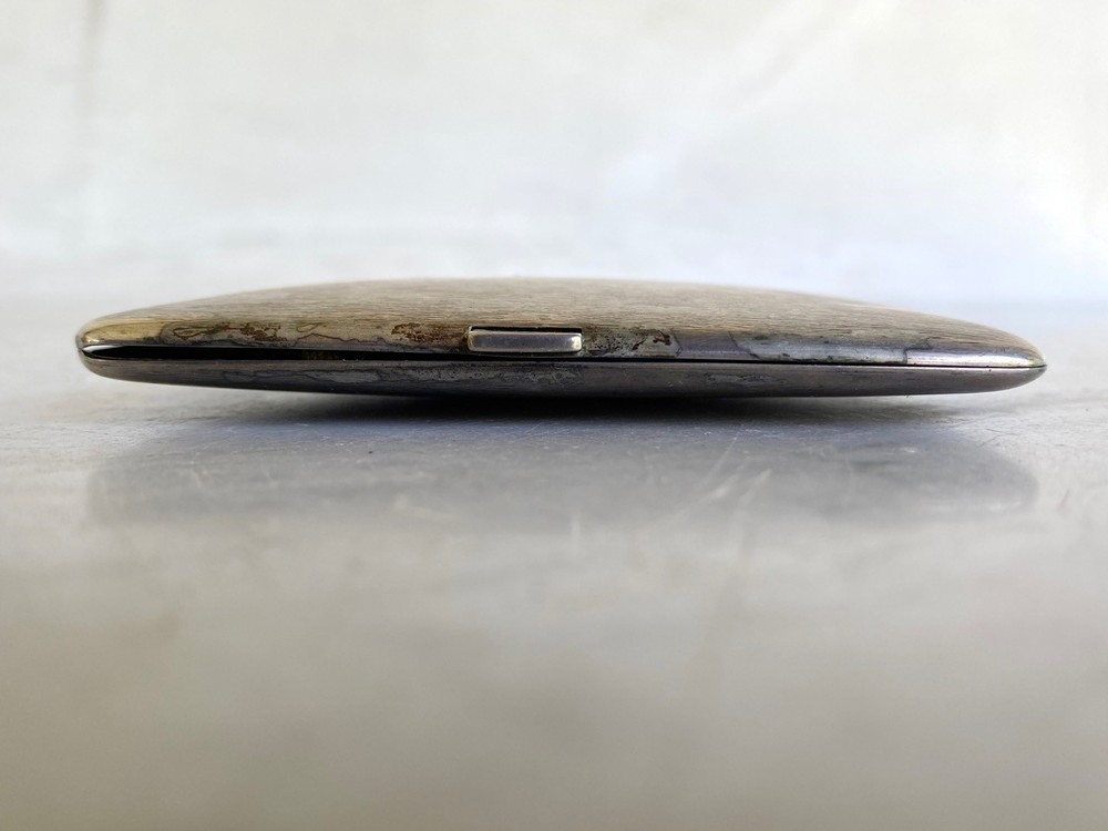 Antique Vintage 800 Hallmark Silver Cigarette Clamshell Case
