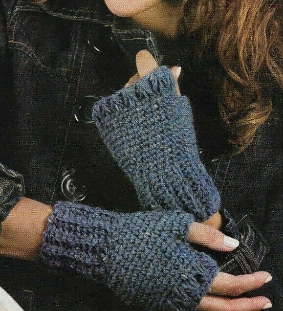 CAPE COD HAND WARMERS FINGERLESS MITTS WOMEN'S CROCHET PATTERN INSTRUCTIONS