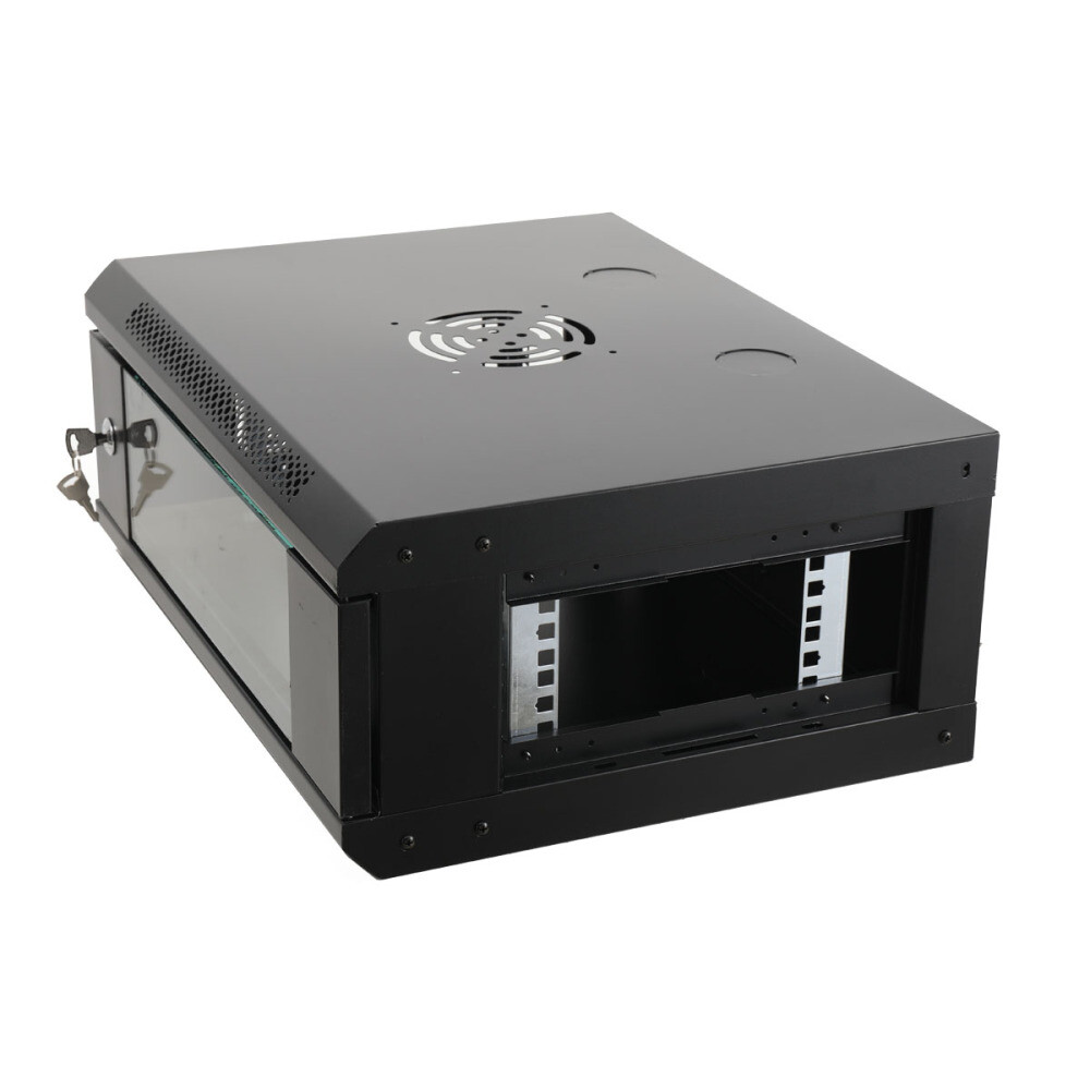 4U Server Rack Enclosure Server Cabinet Wall Mount with Glass Locking Door 2Keys