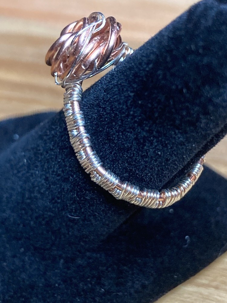Rose Ring Silver Plated Copper/ Copper Protective Coat Sz 6 Handmade