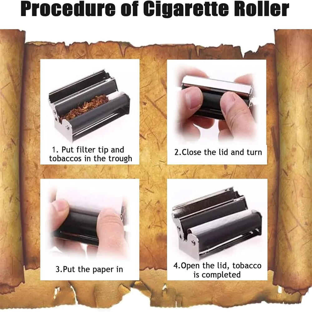 70mm Manual Cigarette Roller Metal Cigarette Rolling Machine with Lid Durable