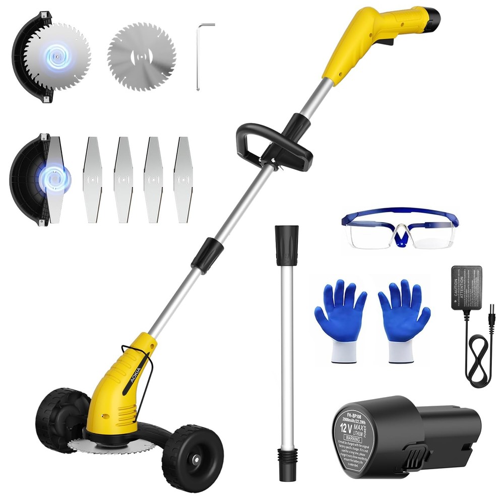 Electric Weed Wacker Cordless： String Trimmer with Roller 2Types Blades - 2.0...