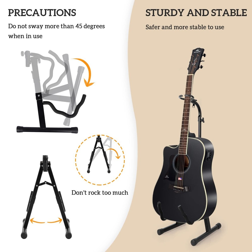 Acoustic Guitar Stand Floor Folding A Frame with Secure Lock Upgrade Adjustab...