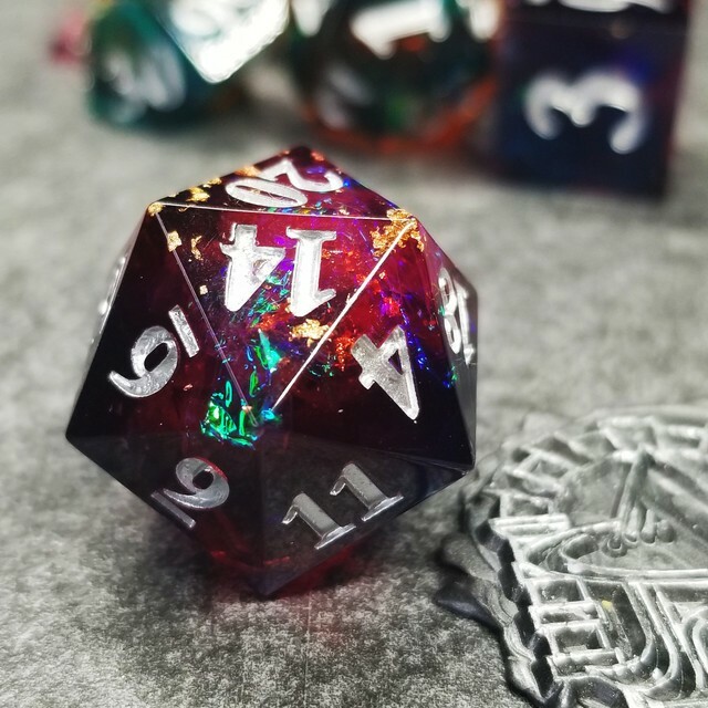 Sage's Enchanted Rainbow Crystals - Sharp Edge Resin Polyhedral Dice Set