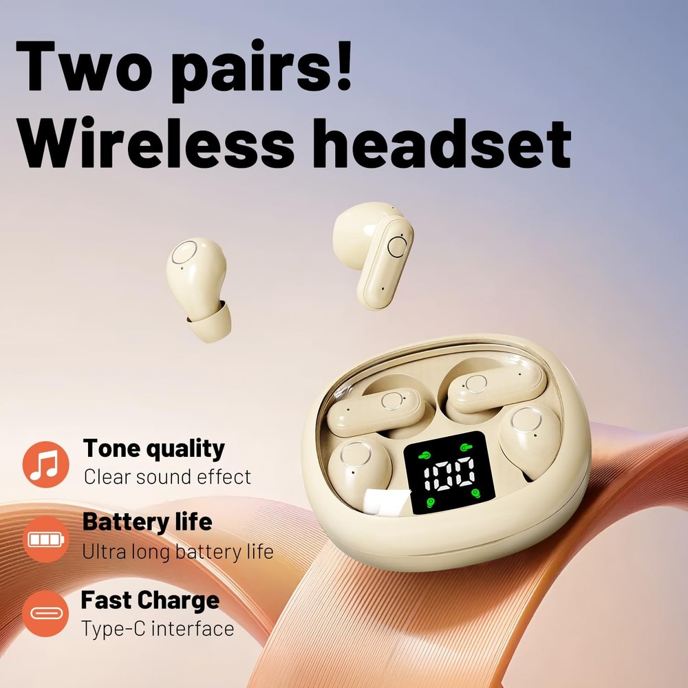 Wireless Bluetooth Headset，Tiny Size Invisible Earbuds，Sleep and Sports Earph...
