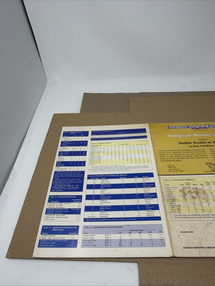 AD&D 2nd Ed Dungeon Master's Screen - Screen Only!