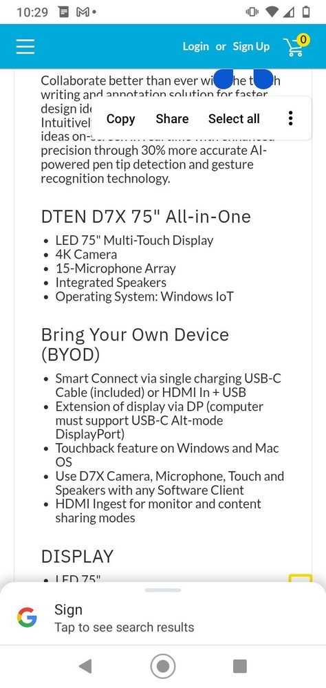 DTEN D7X 75" Windows new( needs module )