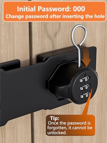 Closet Locks for Double Doors - Keyless Cabinet Lock with Code - 3 Black 1 Pack
