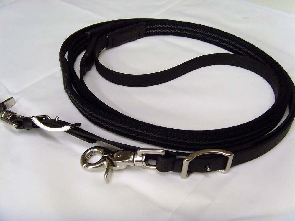 Perfeq Cotton Grip Biothane Reins - Black (Various sizes)