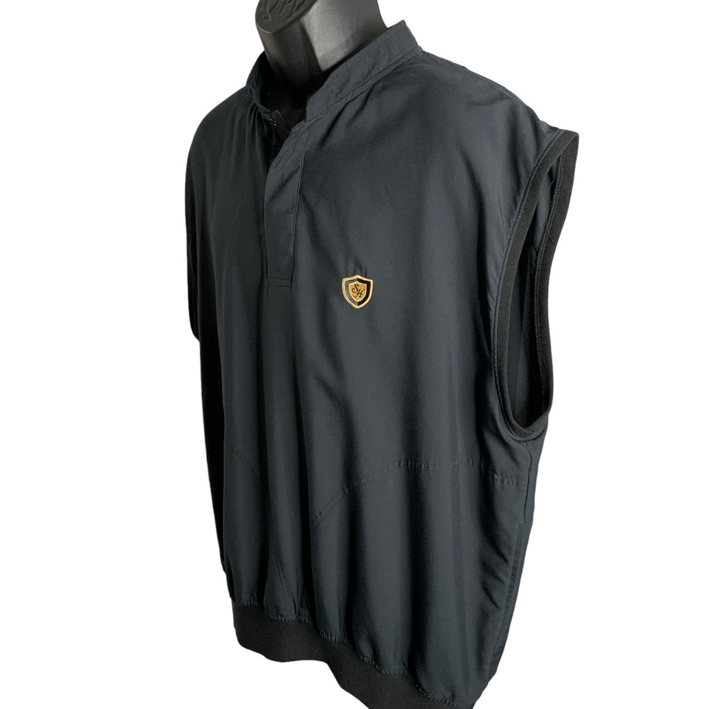 ZERO Restriction Golf Pullover Vest L Black Pockets Snaps Elastic Waist Vegas