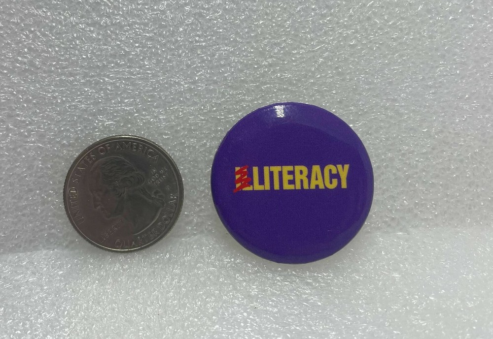 No Illiteracy Button Pin