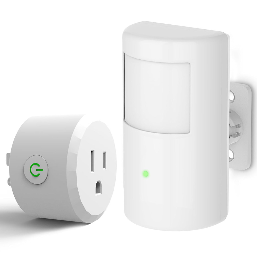 Motion Sensor Switch with Outlet,  PIR Wireless Motion Sensor Plug with Light Se