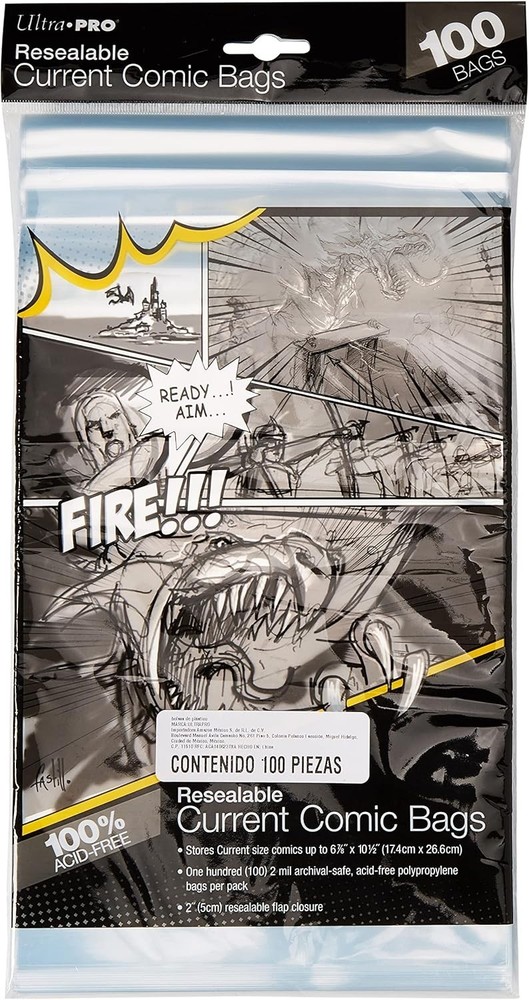 Protective Resealable Comic Bags for Current Size Comics - 100 Pieces