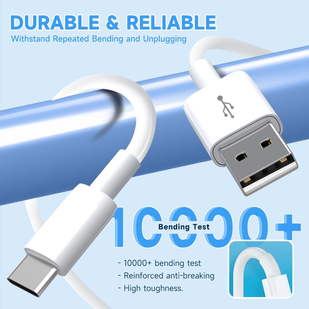 [2 Pack] 16.4ft/5M Power Extension Cable for Any USB-C Enabled 2-Pack, White