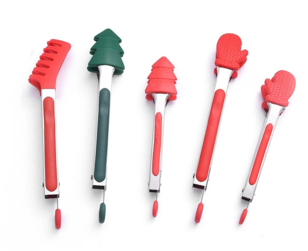 Christmas Holiday Kitchen Tong Set- 5 Pieces