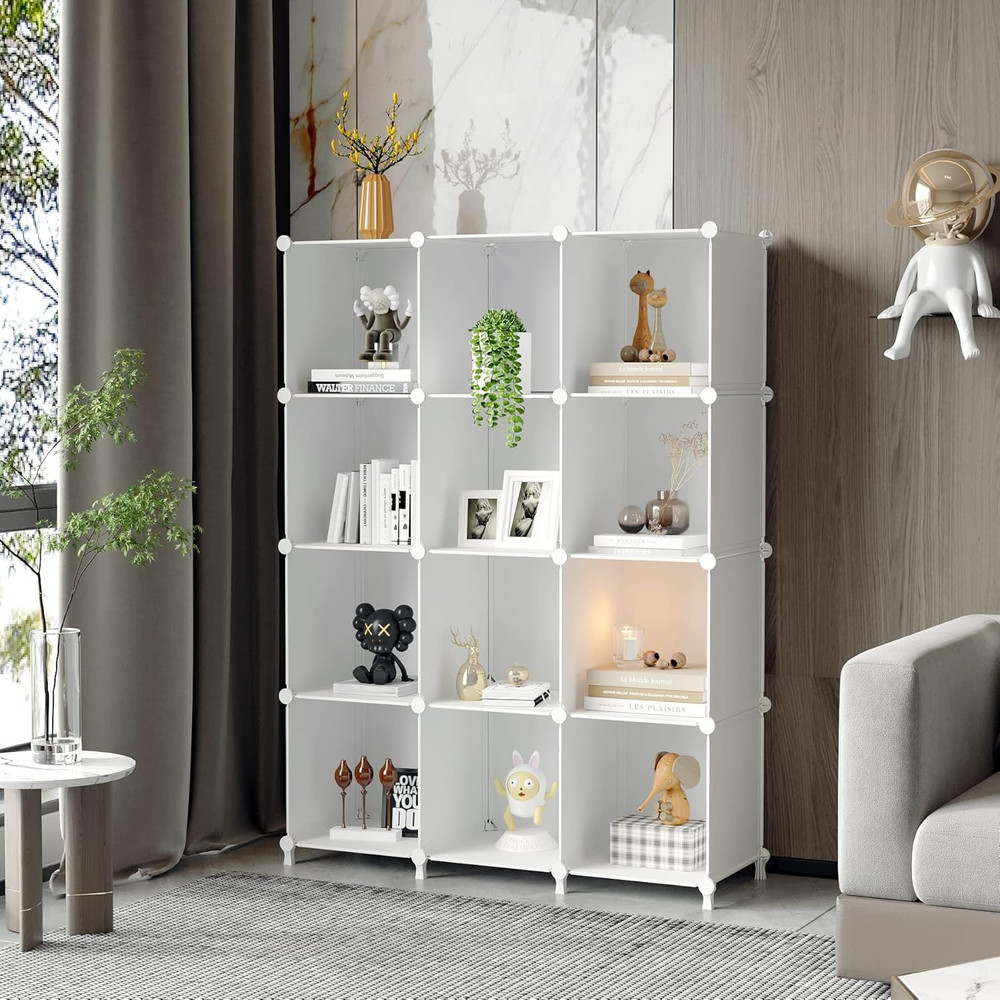 Cube Storage Organizer Storage 12 Cube Bookshelf DIY Plastic Closet Clothes Stor