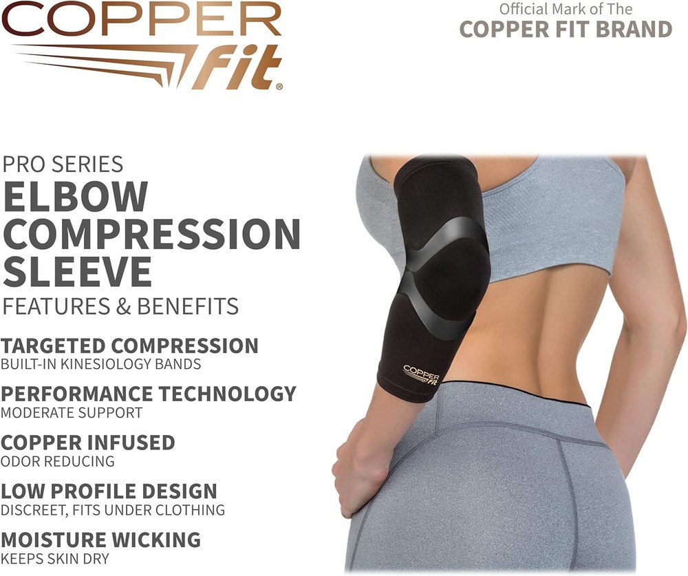 Copper Fit Pro Series Performance Compression Elbow Sleeve Copperfit - Large