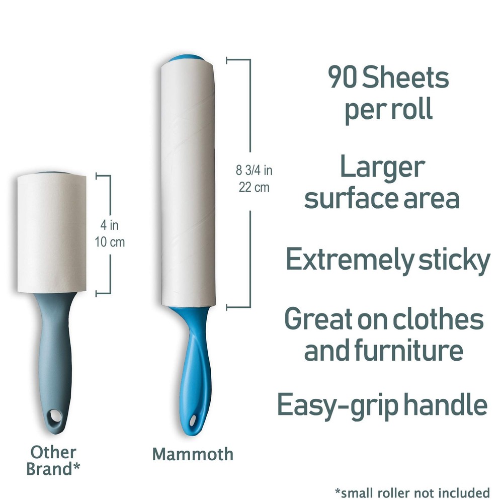 -Extra Large Lint Roller, 2 Rollers and 2 Refills, 90 Sheets per Roll, Perfec...