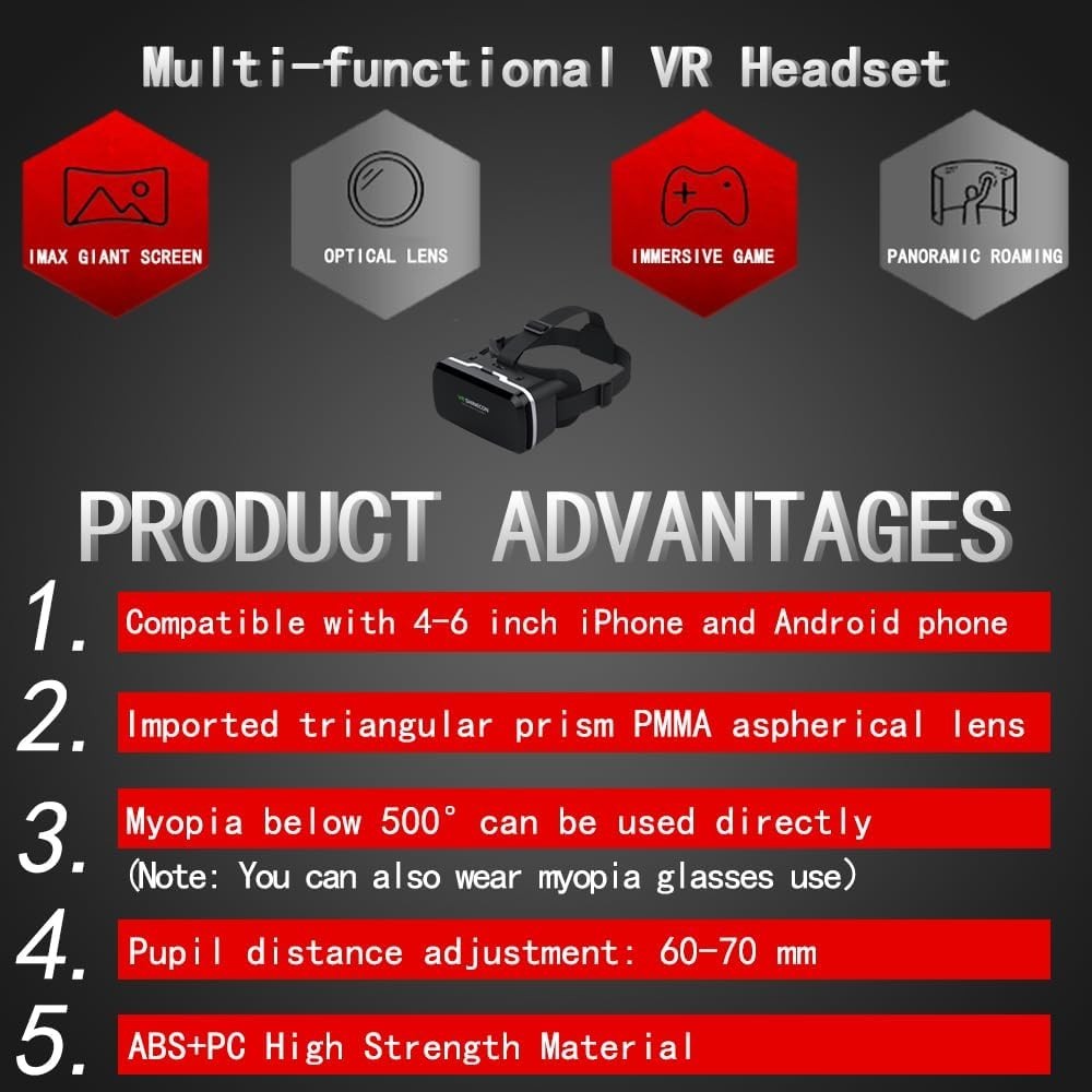 3D VR Headset Compatible with iPhone/Android - Your Mobile Cinema Experience