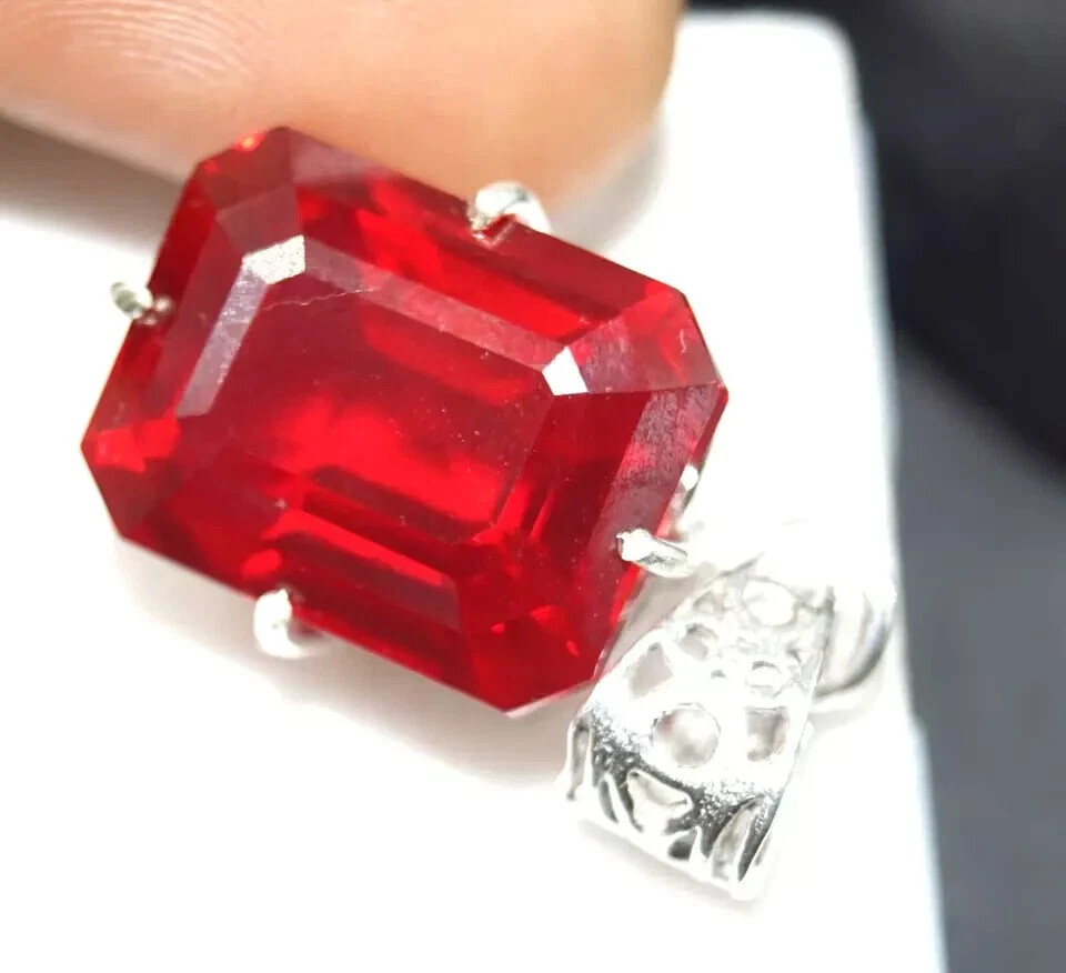 25 Ct Natural Red Ruby Emerald Cut Pendant AGL Certified Gemstone