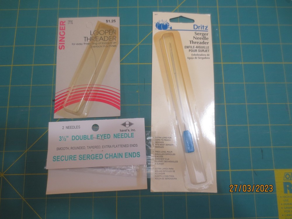 3 NIP Serger Sewing Tools -Dritz Serger Needle Threader -Loop Threader & Dbl Eye