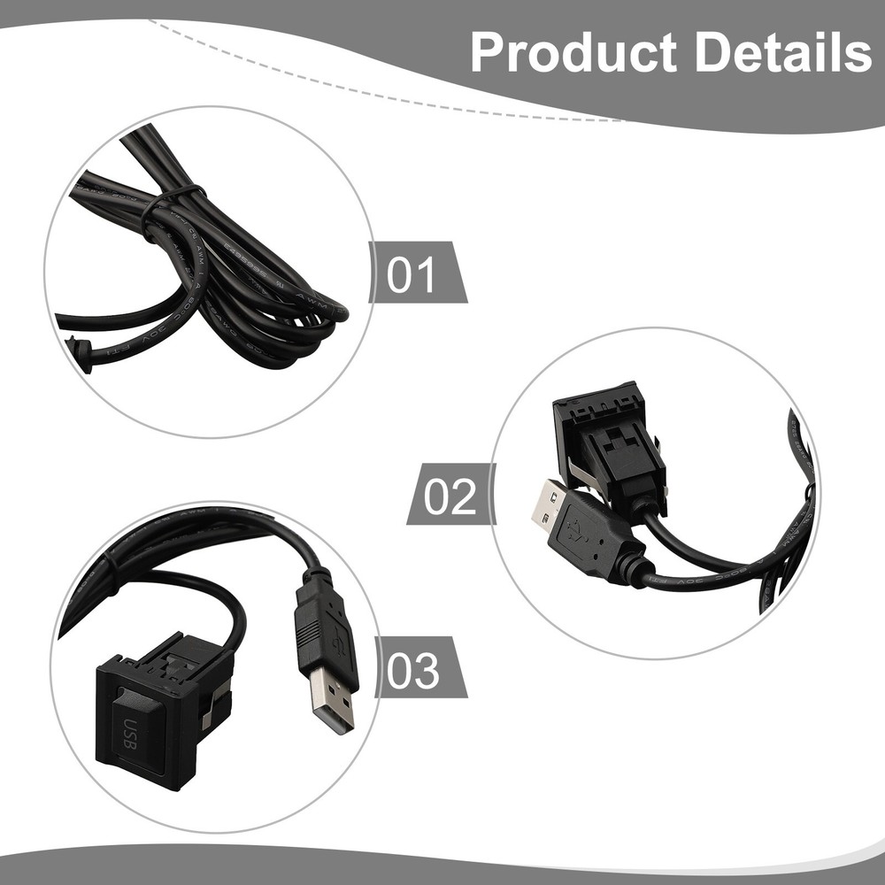 Car for DASH Flush Mount AUX USB Port Panel Dual USB Extension