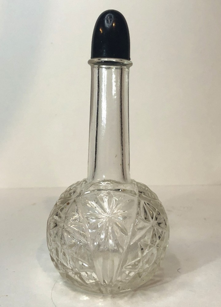 Antique Perfume Clear Designed Glass Bottle 'Empty