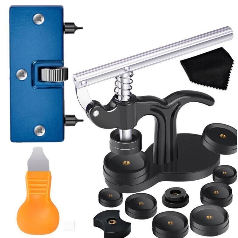 Watch Battery Replace Tool Kit Watch Back Remover Tool Watch Press Set + 12 Dies