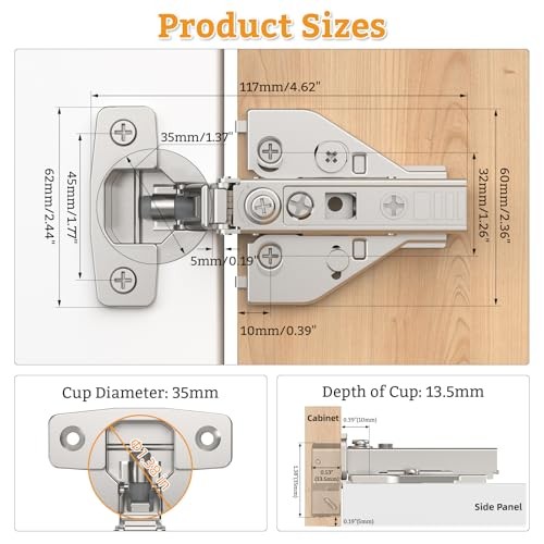 Pack Cabinet Hinges, Face Frame & Frameless, 4D Adjustment, Full Overlay 50