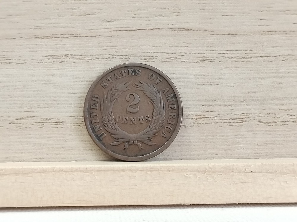 1865 2 Cent Piece US Coin Rotated Die