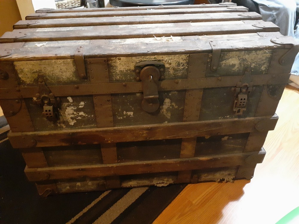 vintage antique steamer trunk